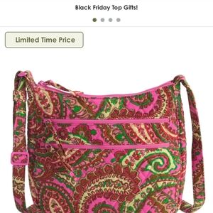 Vera Bradley Pink and Green Paisley Crossbody Bag